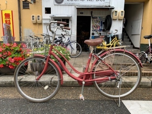 ママチャリ 26インチ 赤 カギ ライト 付き