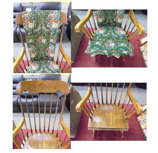 札幌【飛騨産業 彫刻 ロッキングチェア ネバダ 穂高】クッション1組付属 ナラ材 ウィンザーチェア キツツキマーク アンティーク調 H