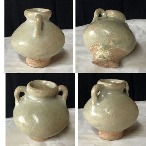 F184 古陶磁 耳付 小壺 高さ6cm 木箱入り 李朝
