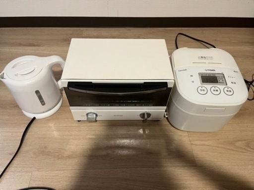 7/30(土)手渡し限定！ケトル、トースター、炊飯器、電子レンジ4点まとめ売り