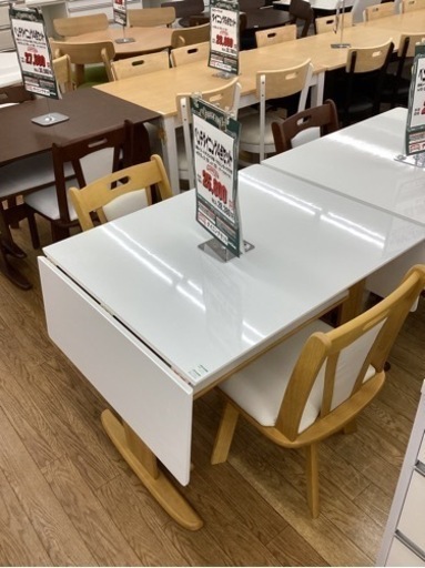 KG-56【新入荷　アウトレット】ベンチダイニング4点セット　白×ナチュラル