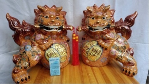 新品　室内装飾用シーサー対(左右二つ)