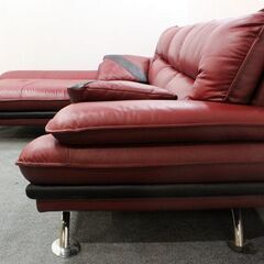 NITORI/ニトリ カウチソファ ロゾ4 本革（牛革） レッド セミ
