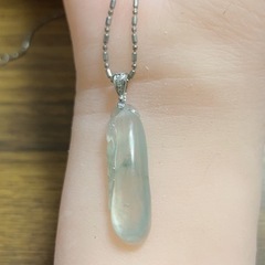 本翡翠 ペンダント ネックレス 福瓜 氷ヒスイ 透明色 18k ホワイト