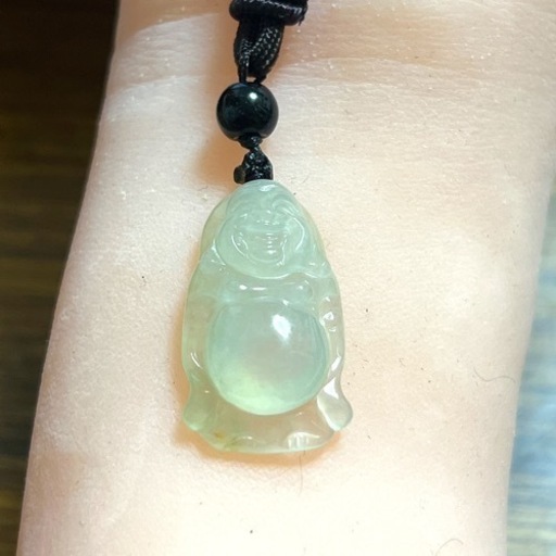 本翡翠　ネックレス 仏様 ミャンマー産 氷ヒスイ ツヤツヤ 誕生日プレゼント 鑑別書付属　22071503