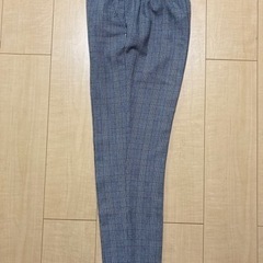 GU グレー チェック ストレッチパンツ Sの画像