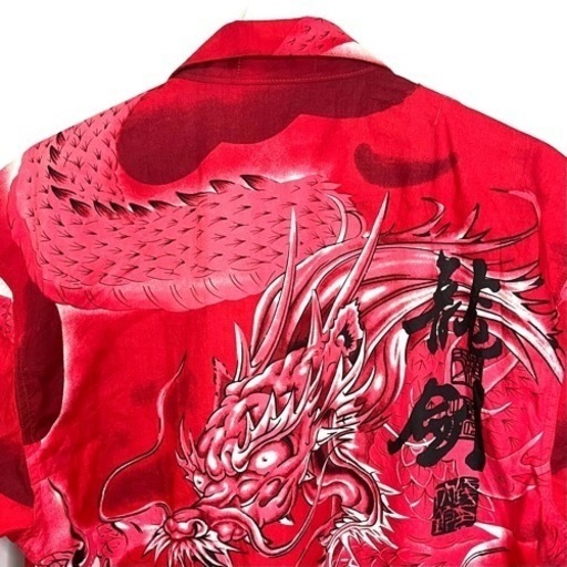 vintage ヴィンテージ オープンカラー 半袖 シャツ 龍柄 ドラゴン M メンズ 希少 レア 正規品 古着 ビンテージ カンサイ