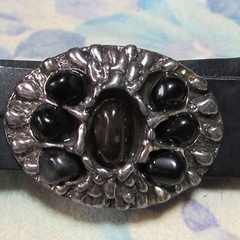 イタリア製 HIGH STREET 宝飾バックル 牛革ベルトの画像