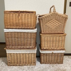 ラタンバスケット 6個【直接引取限定0円】【まとめ売り】