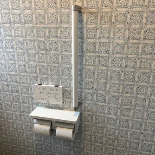 TOTO 棚付紙巻器（2連、木目棚）ホワイト ＋手すりホワイト