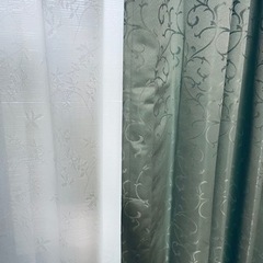 カーテン 水色遮光＋レース 4枚セット(両開き)