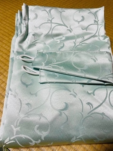 カーテン 水色遮光＋レース 4枚セット(両開き)