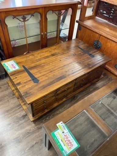 ★391 【早い者勝ち】 Laura Ashley ローラアシュレイ コーヒーテーブル リビングテーブル  ドロワー付き 定価およそ17万円 【リサイクルマート鹿児島宇宿店】