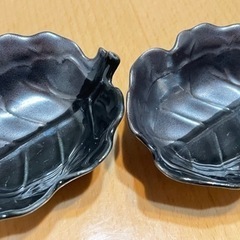 葉っぱ型 リーフ 小皿 2セット 黒の画像