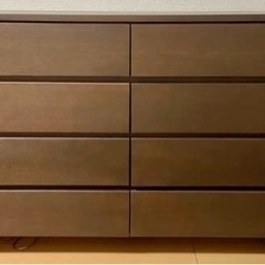 無印 MUJI タモ材 4段 ワイド木製チェスト