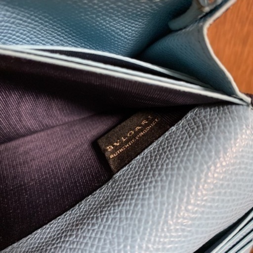 美品　BVLGARI ロゴクリップ 長財布 パテントレザー ネイビー ✖️ブルー