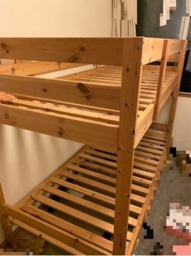 二段ベッド　ニトリ　２つに分けられる、天然木フレームの2段ベッド