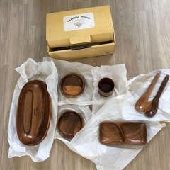 木製食器 ボウル、小皿、コップ、スプーン