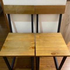 美品 天然木 アイアン チェア ２脚セット（１脚¥1500）
