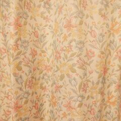 花柄カーテン ベージュ ピンク 幅150cm×丈145～150㎝ 2枚組の画像