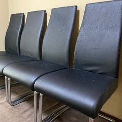背もたれの長いダイニングチェア４脚セット●近隣無料お届けの画像