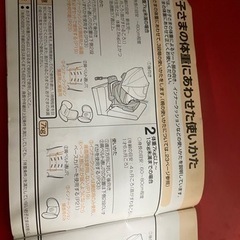 値下げ　コンビ　combi チャイルドシート　新生児用パット付き　赤　回転式　説明書付き　レッグサポートの画像