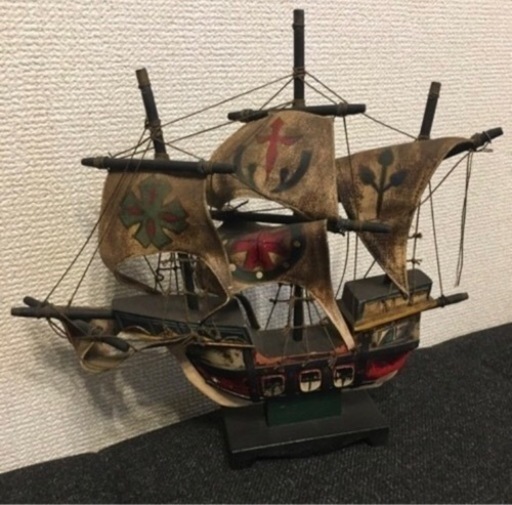 【即日お渡しOK！！(*´∀`)♪】木製帆船サンタマリア号❶