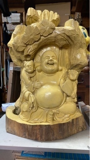 ［一刀彫］布袋様［有り難い縁起物］［委託品］❗️［商売繁盛］❗️
