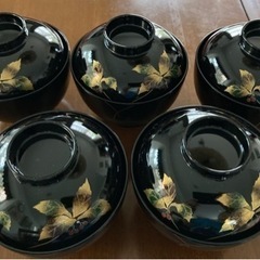 漆器 蓋つき汁椀 5客セット