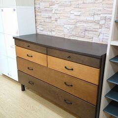 モザイクチェスト ワイド 幅120cm 4段 引出し6杯 木製 ...