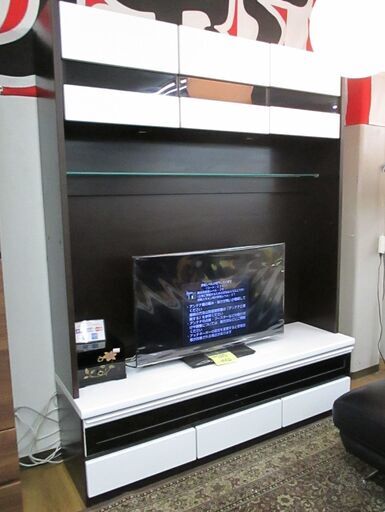 R097 国産 松田家具 壁面テレビボード、幅157cm 65インチまで