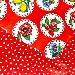 メキシコ◆オイルクロス ＊赤地白ドットの画像