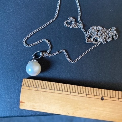 シルバーチェーン付きあこや貝パールペンダントトップ(シルバー仕上げ)