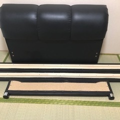 【日本製セミダブルベッドフレームのみ】PUレザーヘッドボード ブラック