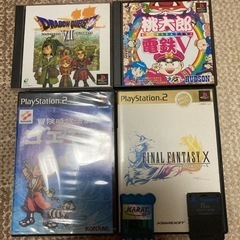 SONY プレイステーション2本体とソフト3本とメモリーカード２枚セットの画像