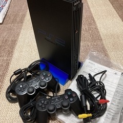 SONY プレイステーション2本体とソフト3本とメモリーカード２枚セットの画像
