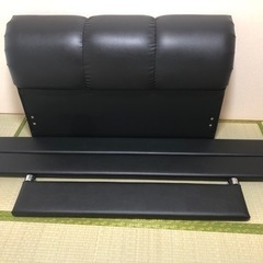 【日本製セミダブルベッドフレームのみ】PUレザーヘッドボード ブラック