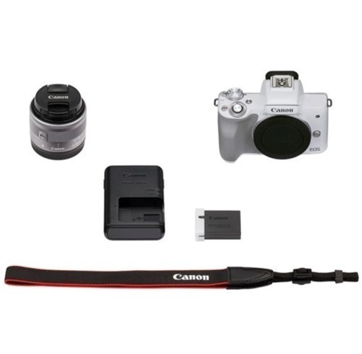 【美品】CANONキャノン EOS Kiss M ホワイト 標準ズームレンズセット