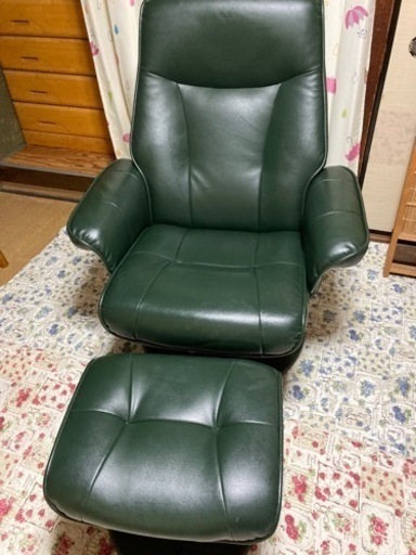 ☆【お値引き】レザー調リクライニングチェア☆オットマン付き☆自宅保管品
