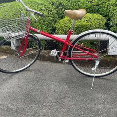 リサイクルショップどりーむ鹿大前店　No２６１　エコNo１４２３６　自転車　27インチ　赤　シティサイクル　中古　整備済