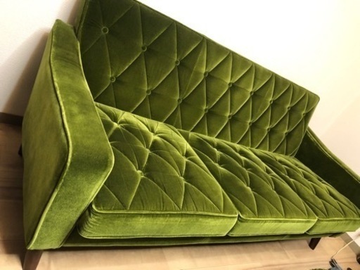 カリモク60 モケットグリーン　３人掛けソファ　karimoku