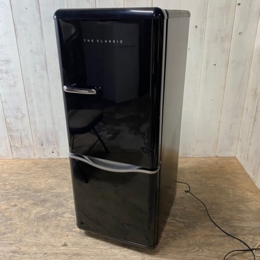 8/7 終 DAEWOO 冷凍冷蔵庫 DR-C15AB 2017年製 2ドア 150L レトロ調 クラシック ブラック 冷蔵庫 大宇 菊倉MZ