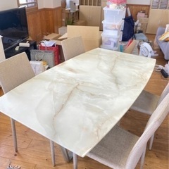 大理石風ダイニングテーブル＆イス4脚の画像