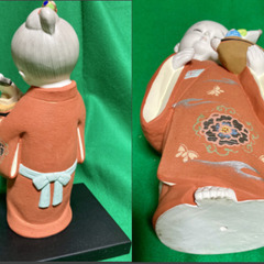 【差し上げます】博多人形　宝船　陶器　ガラスケースの画像