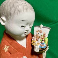 【差し上げます】博多人形　宝船　陶器　ガラスケースの画像