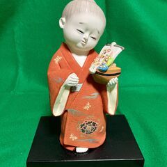 【差し上げます】博多人形　宝船　陶器　ガラスケースの画像