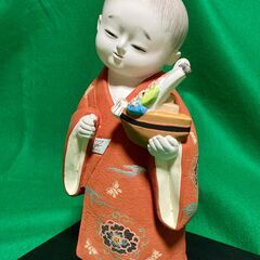 【差し上げます】博多人形　宝船　陶器　ガラスケースの画像