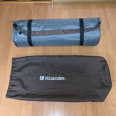 アウトドアマット ハイランダー スエードインフレーターマット (枕付きタイプ) 5.0cm  シングル+ダブル ブラウンの画像