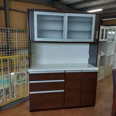 松田家具　セレスレンジ　２枚スライド扉キッチンボード　こげ茶　【愛品倶楽部柏店】