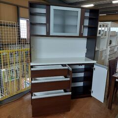 松田家具　セレスレンジ　２枚スライド扉キッチンボード　こげ茶　【愛品倶楽部柏店】の画像